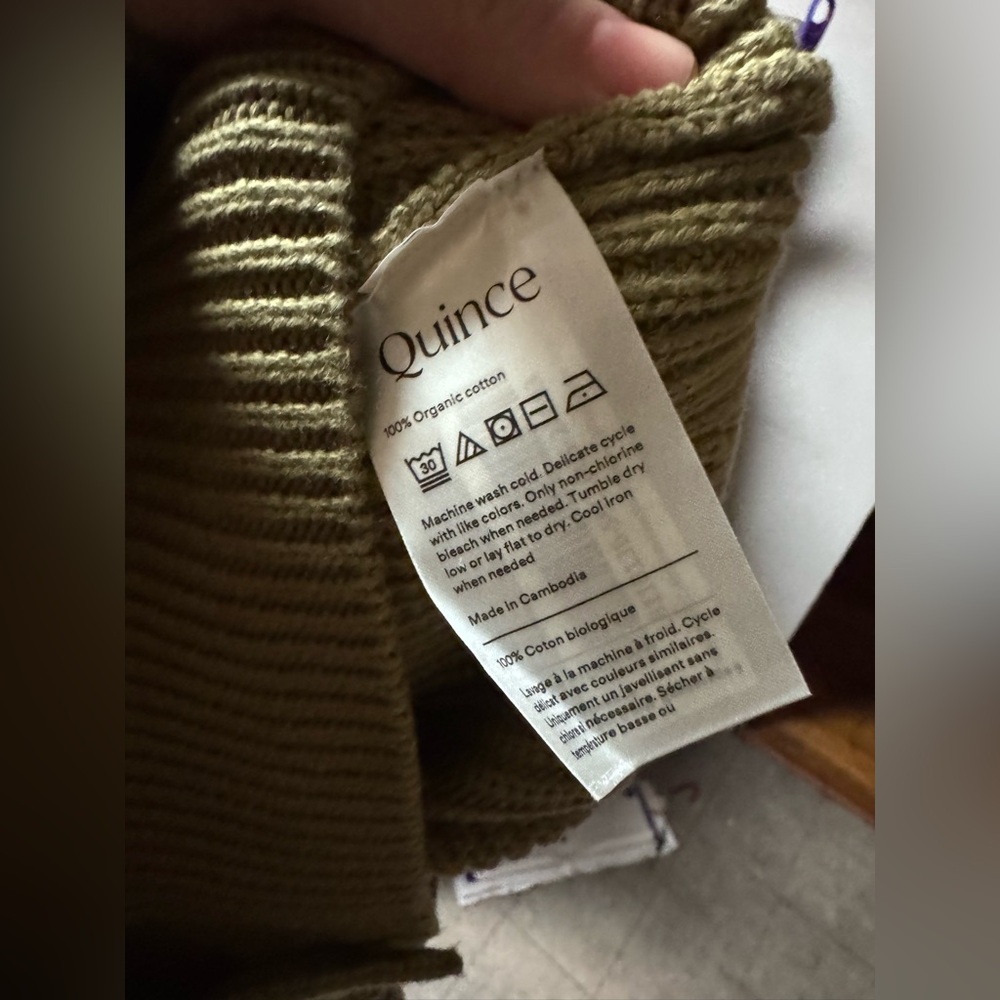Quince Organic Cotton Fisherman Boxy Cropped Cardigan small NWT herb green - Picture 12 of 12